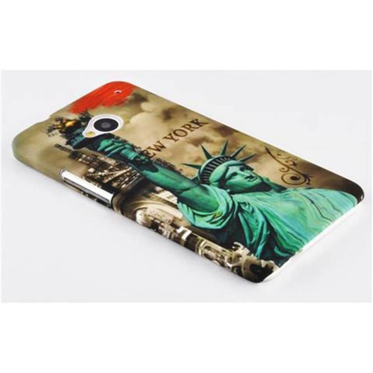 Cadorabo Hülle für HTC ONE M7 Schutz Hülle in Braun Hard Case Schutzhülle Handyhülle Cover Etui