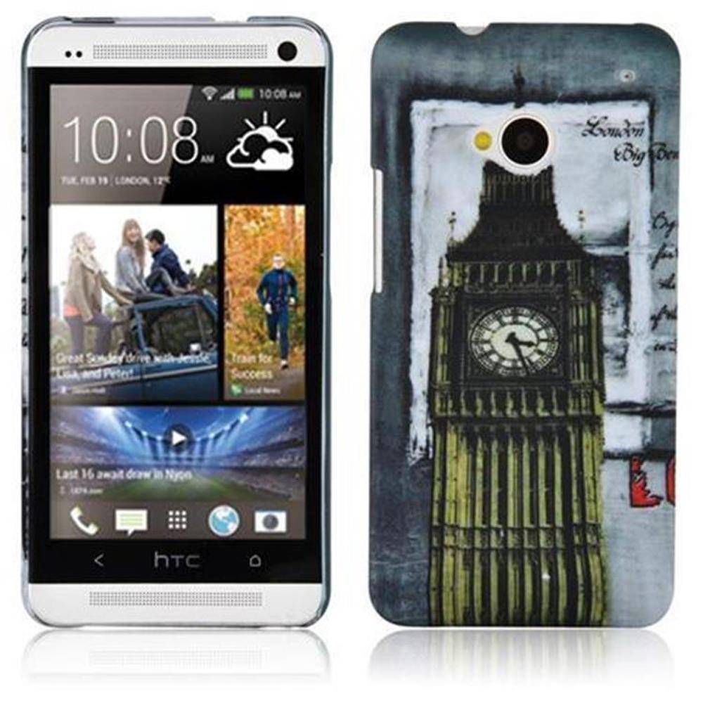 Cadorabo Hülle für HTC ONE M7 Schutz Hülle in Grau Hard Case Schutzhülle Handyhülle Cover Etui