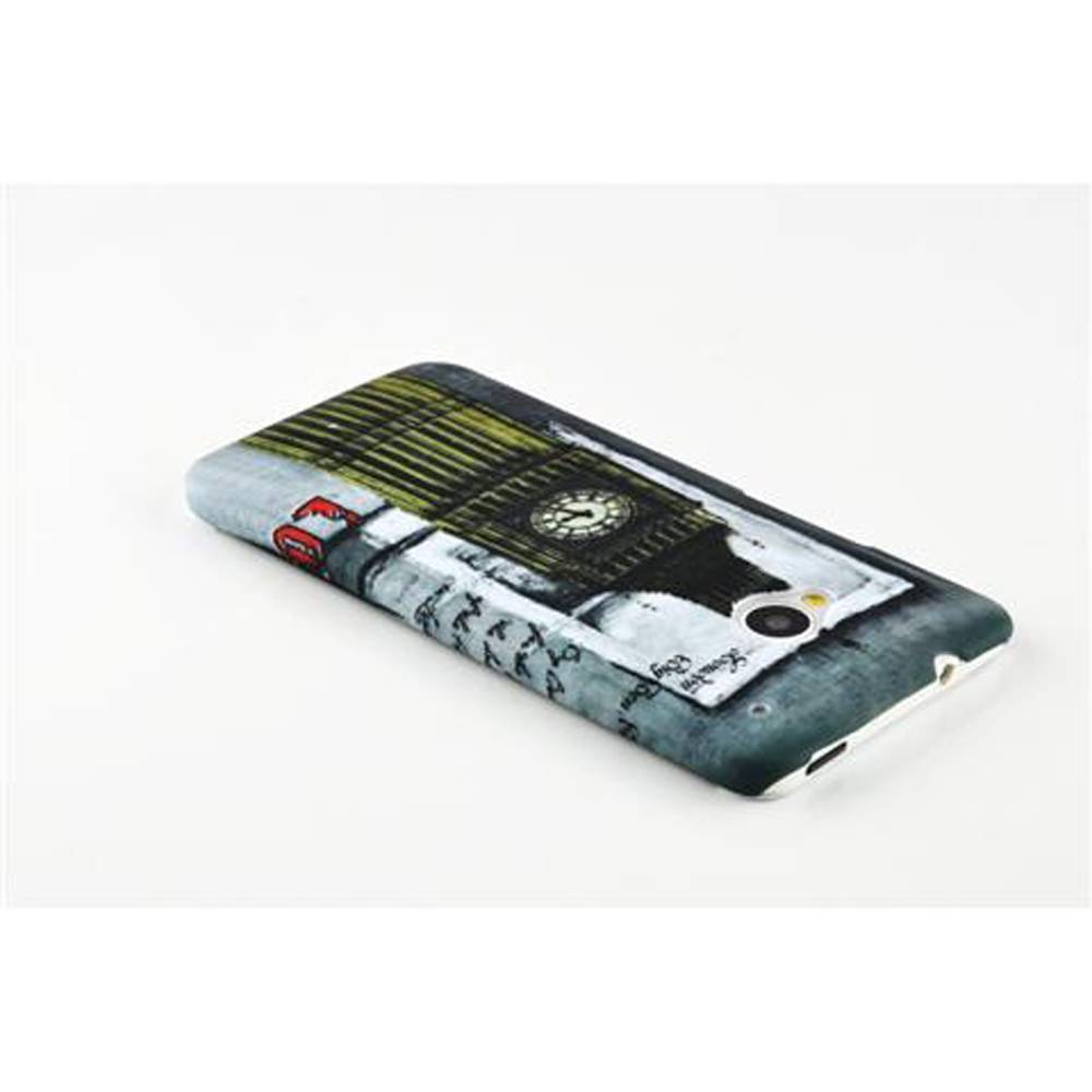 Cadorabo Hülle für HTC ONE M7 Schutz Hülle in Grau Hard Case Schutzhülle Handyhülle Cover Etui