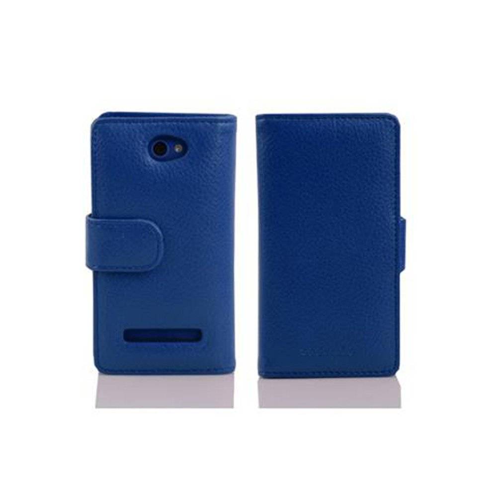 Cadorabo Handy Hülle für HTC 8S Hülle in KÖNIGS BLAU , Schutzhülle Tasche case cover mit Kartenfach im Struktur Design
