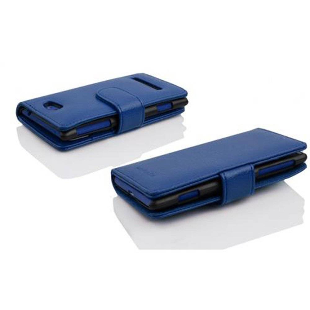 Cadorabo Handy Hülle für HTC 8S Hülle in KÖNIGS BLAU , Schutzhülle Tasche case cover mit Kartenfach im Struktur Design