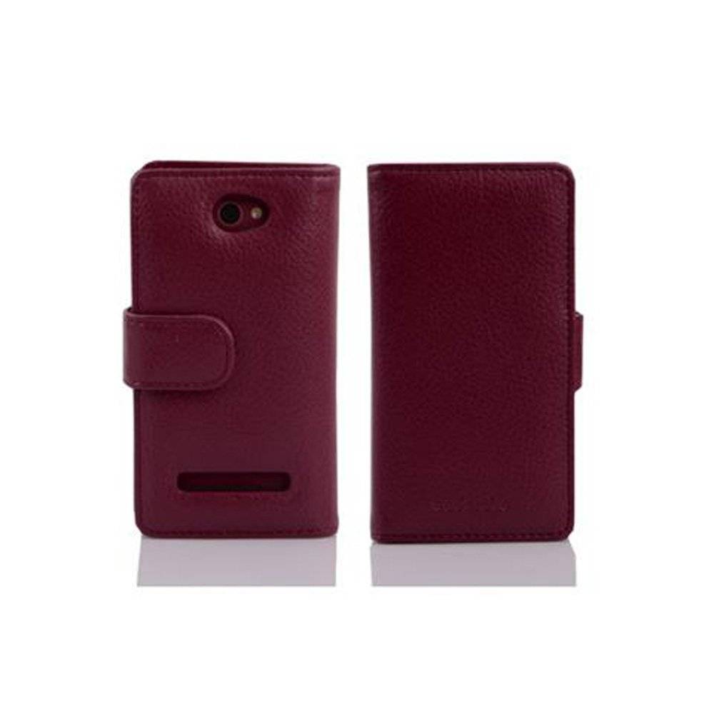 Cadorabo Handy Hülle für HTC 8S Hülle in BORDEAUX LILA , Schutzhülle Tasche case cover mit Kartenfach im Struktur Design