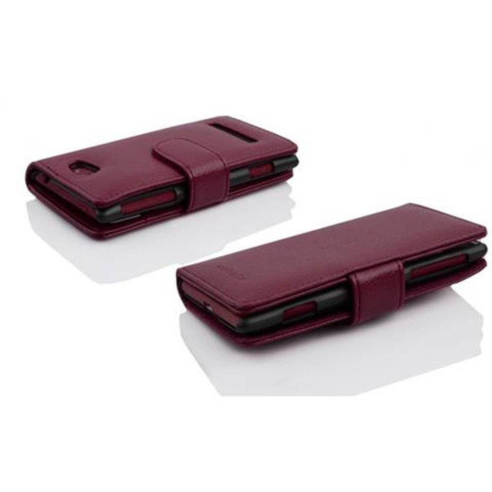 Cadorabo Handy Hülle für HTC 8S Hülle in BORDEAUX LILA , Schutzhülle Tasche case cover mit Kartenfach im Struktur Design