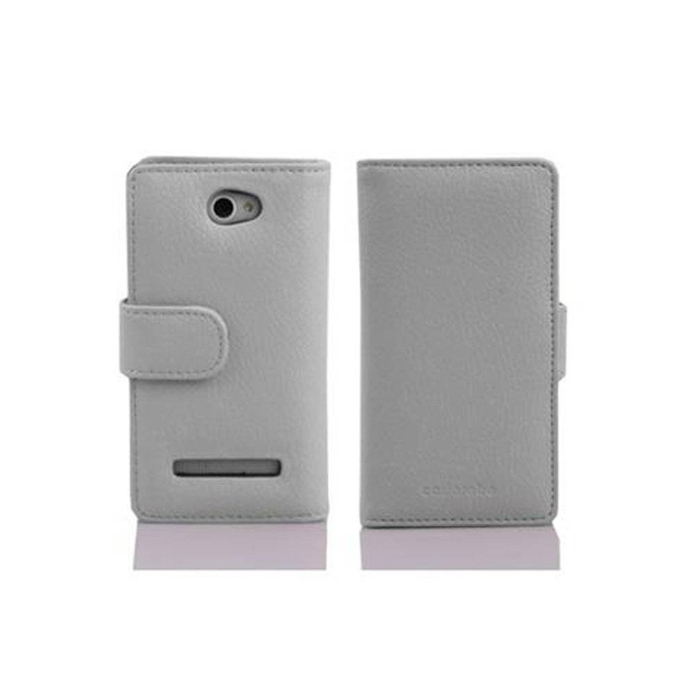 Cadorabo Handy Hülle für HTC 8S Hülle in MAGNESIUM WEIß , Schutzhülle Tasche case cover mit Kartenfach im Struktur Design