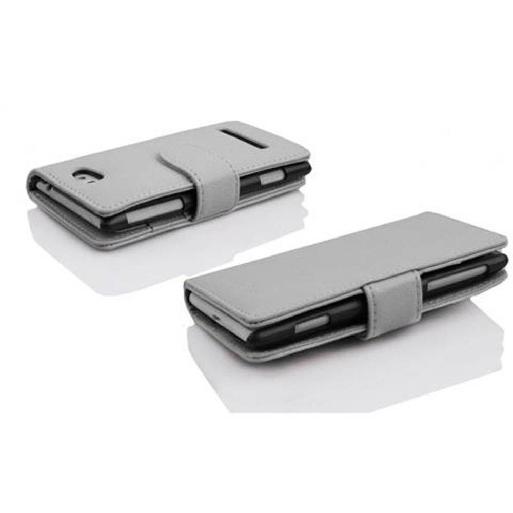 Cadorabo Handy Hülle für HTC 8S Hülle in MAGNESIUM WEIß , Schutzhülle Tasche case cover mit Kartenfach im Struktur Design