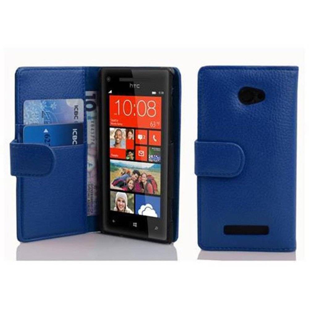 Cadorabo Handy Hülle für HTC 8X  Hülle in KÖNIGS BLAU , Schutzhülle Tasche case cover mit Kartenfach im Struktur Design