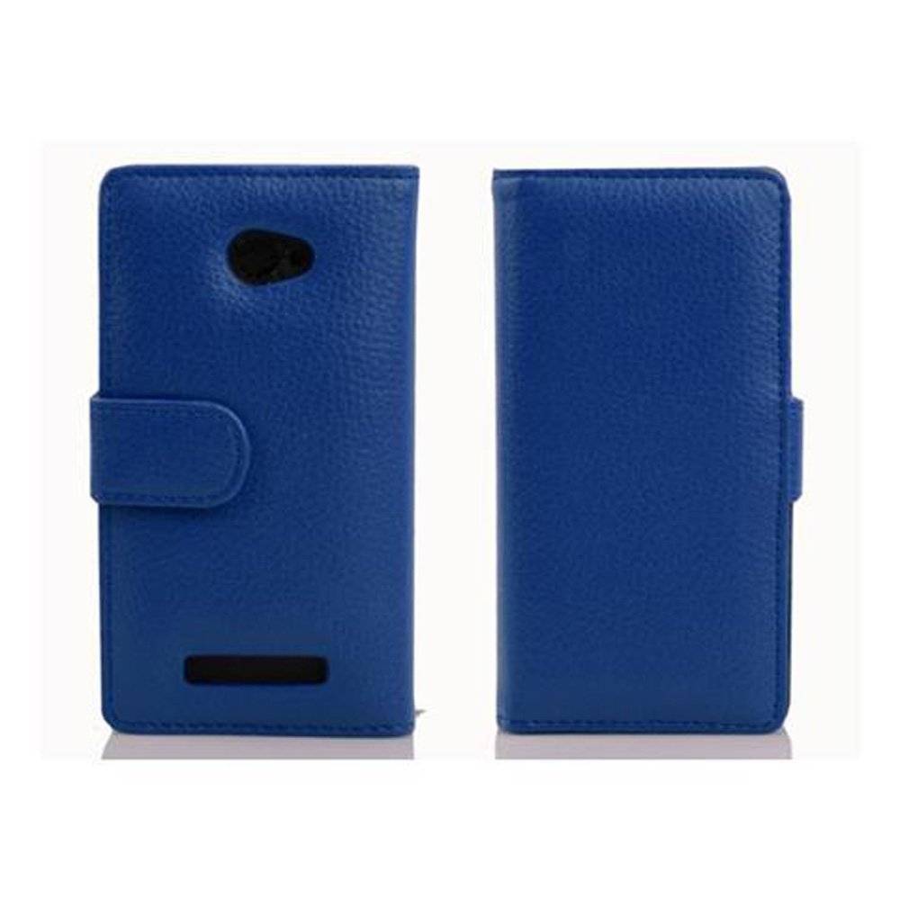 Cadorabo Handy Hülle für HTC 8X  Hülle in KÖNIGS BLAU , Schutzhülle Tasche case cover mit Kartenfach im Struktur Design
