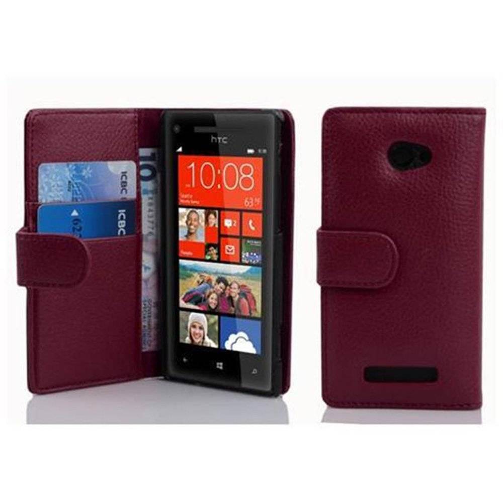 Cadorabo Handy Hülle für HTC 8X  Hülle in BORDEAUX LILA , Schutzhülle Tasche case cover mit Kartenfach im Struktur Design