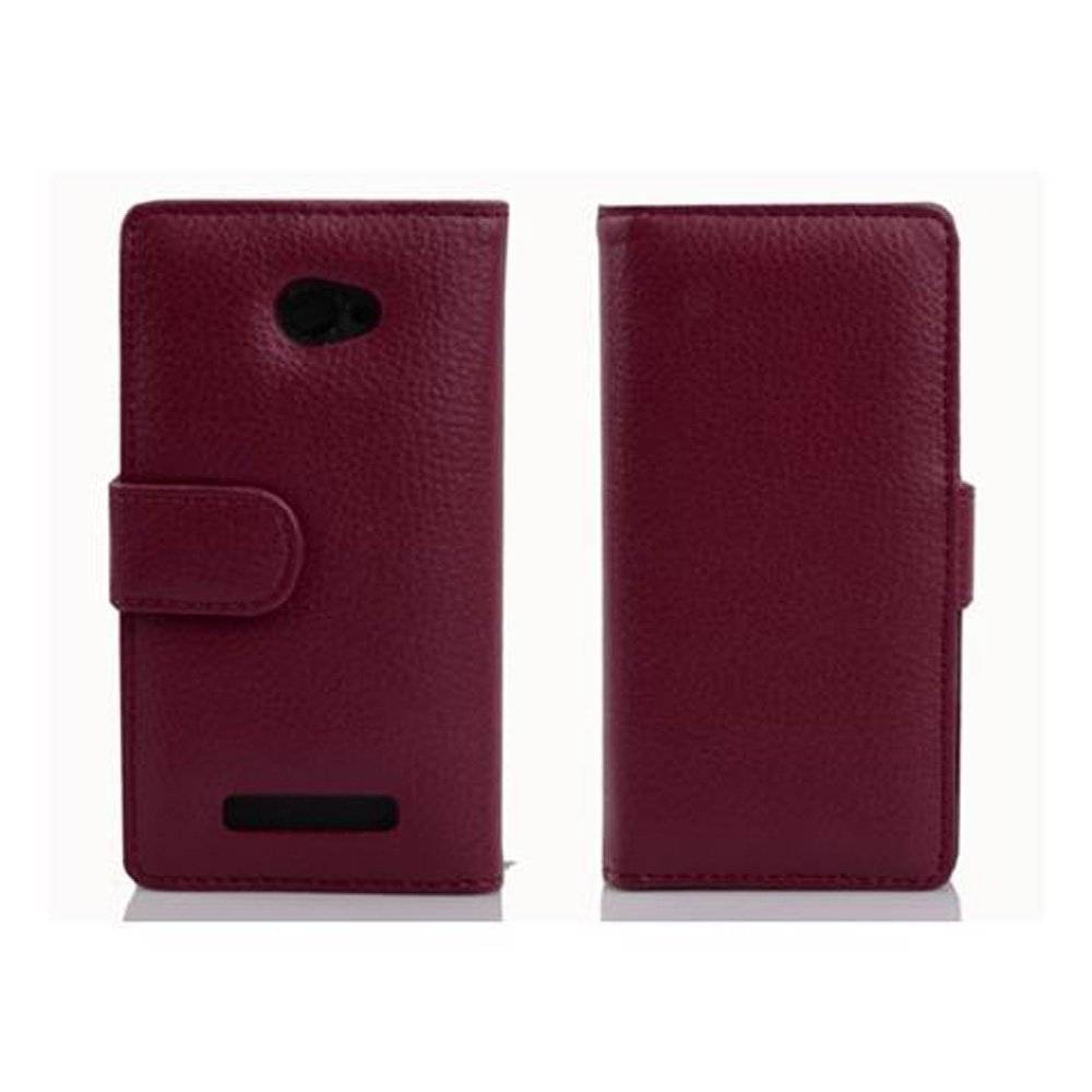 Cadorabo Handy Hülle für HTC 8X  Hülle in BORDEAUX LILA , Schutzhülle Tasche case cover mit Kartenfach im Struktur Design