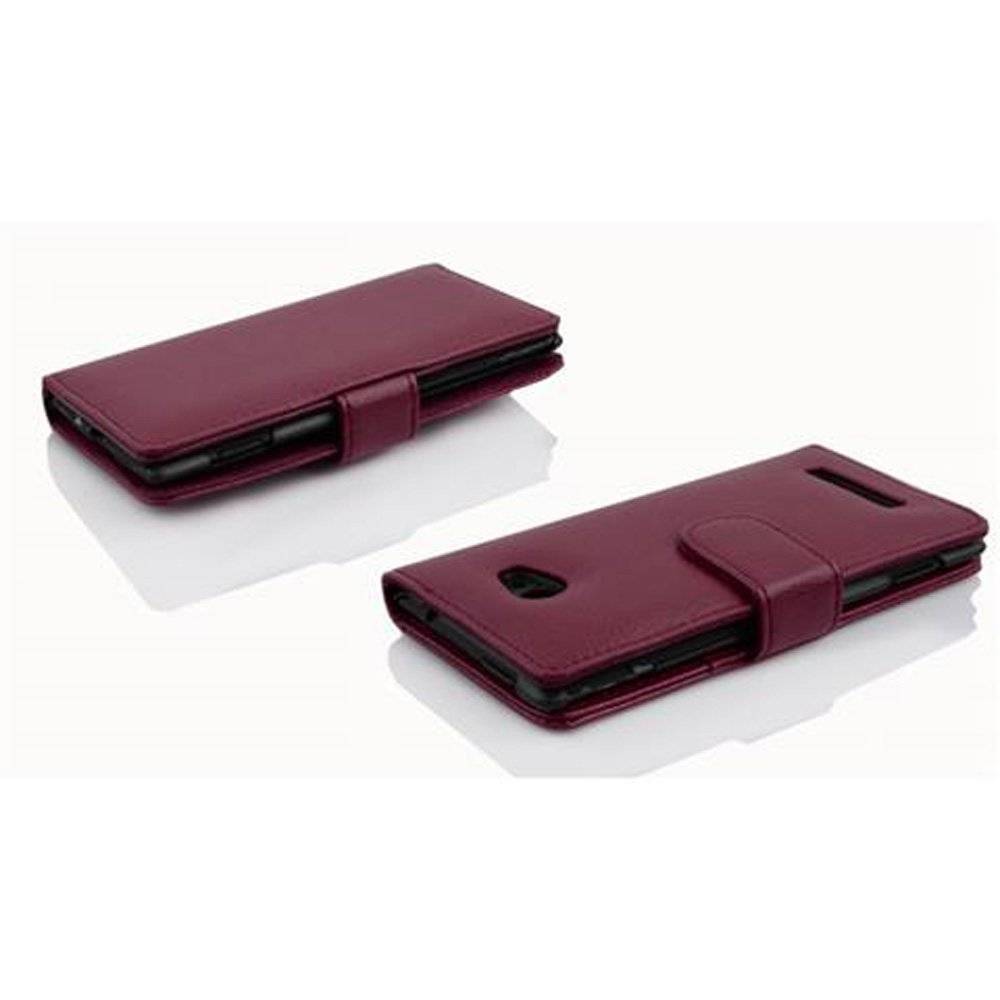 Cadorabo Handy Hülle für HTC 8X  Hülle in BORDEAUX LILA , Schutzhülle Tasche case cover mit Kartenfach im Struktur Design