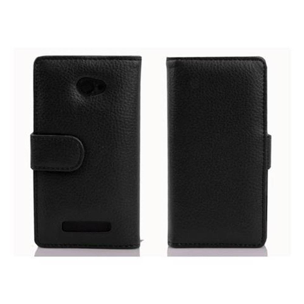 Cadorabo Handy Hülle für HTC 8X  Hülle in OXID SCHWARZ , Schutzhülle Tasche case cover mit Kartenfach im Struktur Design