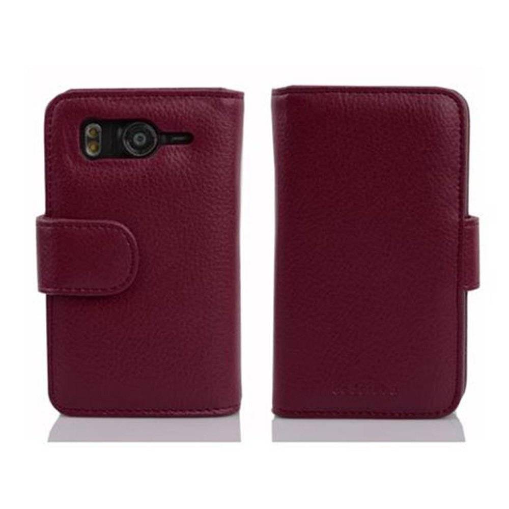 Cadorabo Handy Hülle für HTC DESIRE HD Hülle in BORDEAUX LILA , Schutzhülle Tasche case cover mit Kartenfach im Struktur Design