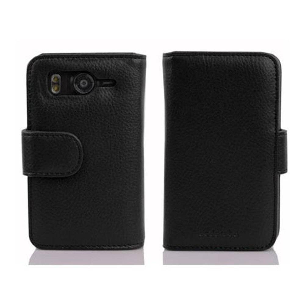 Cadorabo Handy Hülle für HTC DESIRE HD Hülle in OXID SCHWARZ , Schutzhülle Tasche case cover mit Kartenfach im Struktur Design