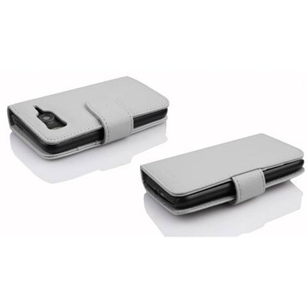 Cadorabo Handy Hülle für HTC DESIRE HD Hülle in MAGNESIUM WEIß , Schutzhülle Tasche case cover mit Kartenfach im Struktur Design