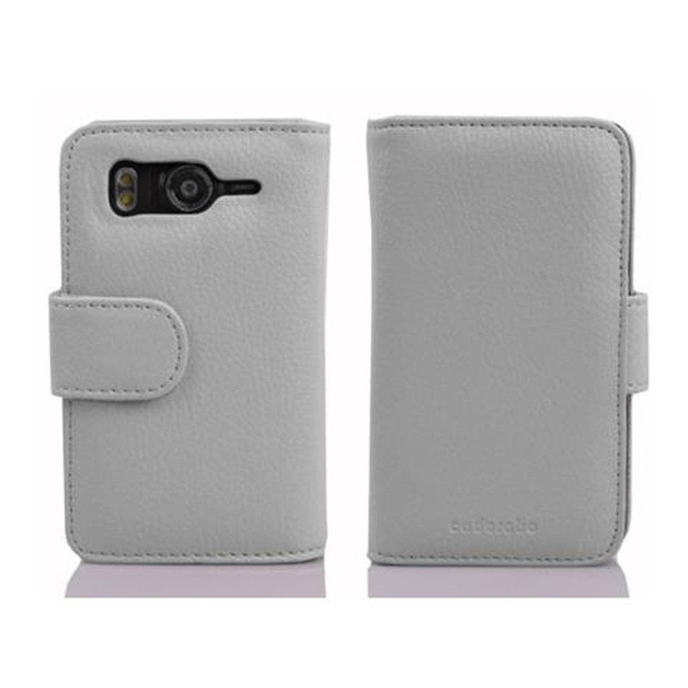 Cadorabo Handy Hülle für HTC DESIRE HD Hülle in MAGNESIUM WEIß , Schutzhülle Tasche case cover mit Kartenfach im Struktur Design