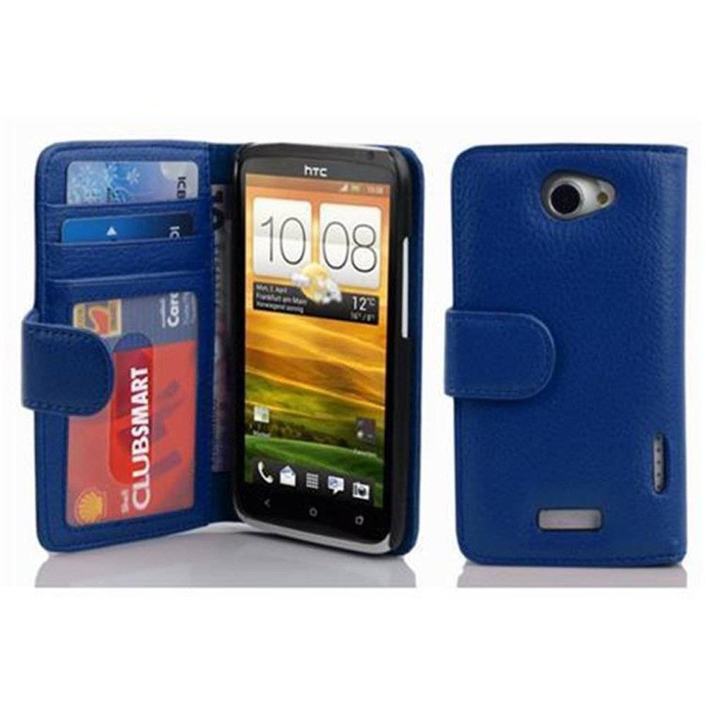Cadorabo Handy Hülle für HTC ONE X / X+ Hülle in NEPTUN BLAU , Schutzhülle Tasche case cover mit 3 Kartenfächern Magnetverschluss