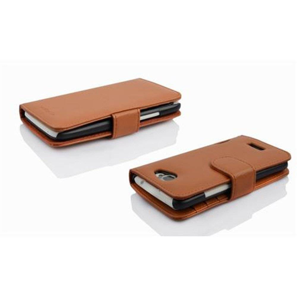 Cadorabo Handy Hülle für HTC ONE X / X+ Hülle in COGNAC BRAUN , Schutzhülle Tasche case cover mit 3 Kartenfächern Magnetverschluss