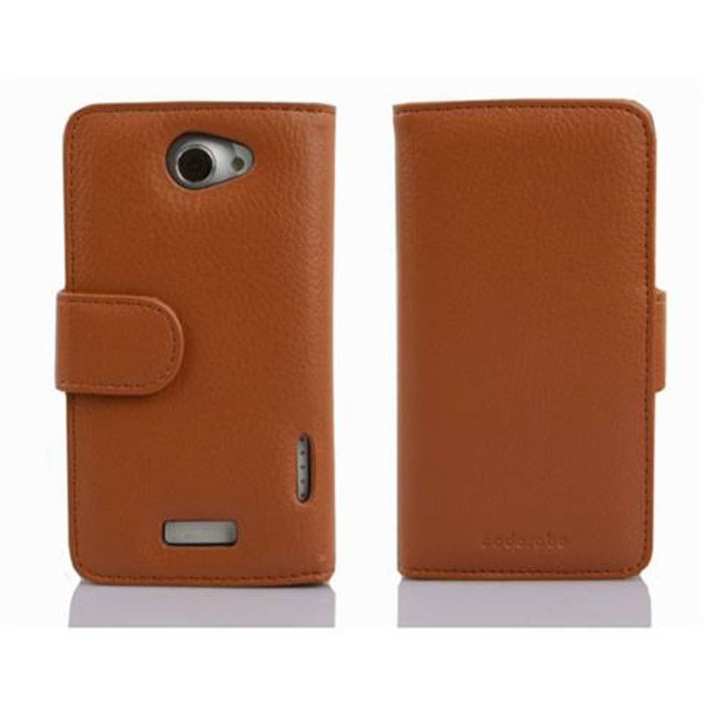 Cadorabo Handy Hülle für HTC ONE X / X+ Hülle in COGNAC BRAUN , Schutzhülle Tasche case cover mit 3 Kartenfächern Magnetverschluss
