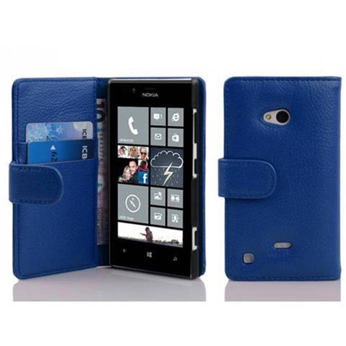 Cadorabo Schutzhülle für Nokia Lumia 720 Hülle in Blau Handyhülle Etui Case Backcover Kunstleder Tasche