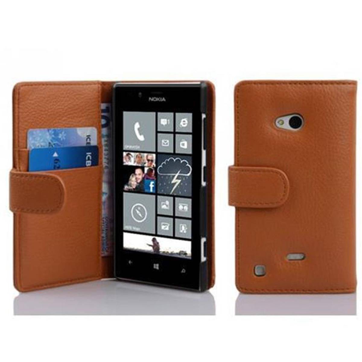 Cadorabo Schutzhülle für Nokia Lumia 720 Hülle in Braun Handyhülle Etui Case Backcover Kunstleder Tasche