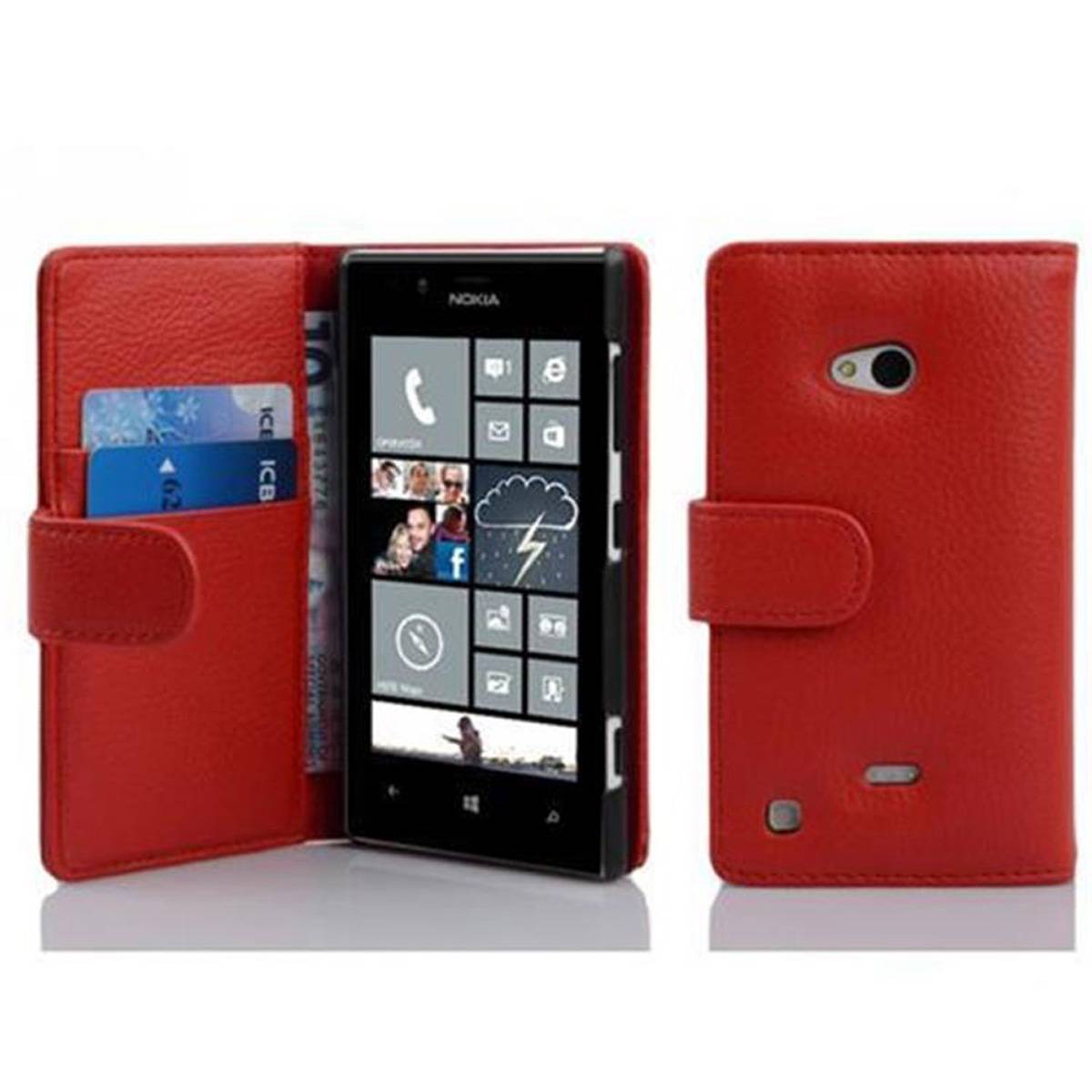 Cadorabo Schutzhülle für Nokia Lumia 720 Hülle in Rot Handyhülle Etui Case Backcover Kunstleder Tasche