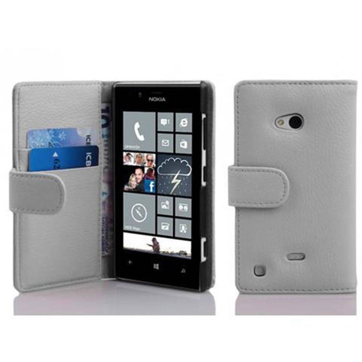 Cadorabo Schutzhülle für Nokia Lumia 720 Hülle in Weiß Handyhülle Etui Case Backcover Kunstleder Tasche