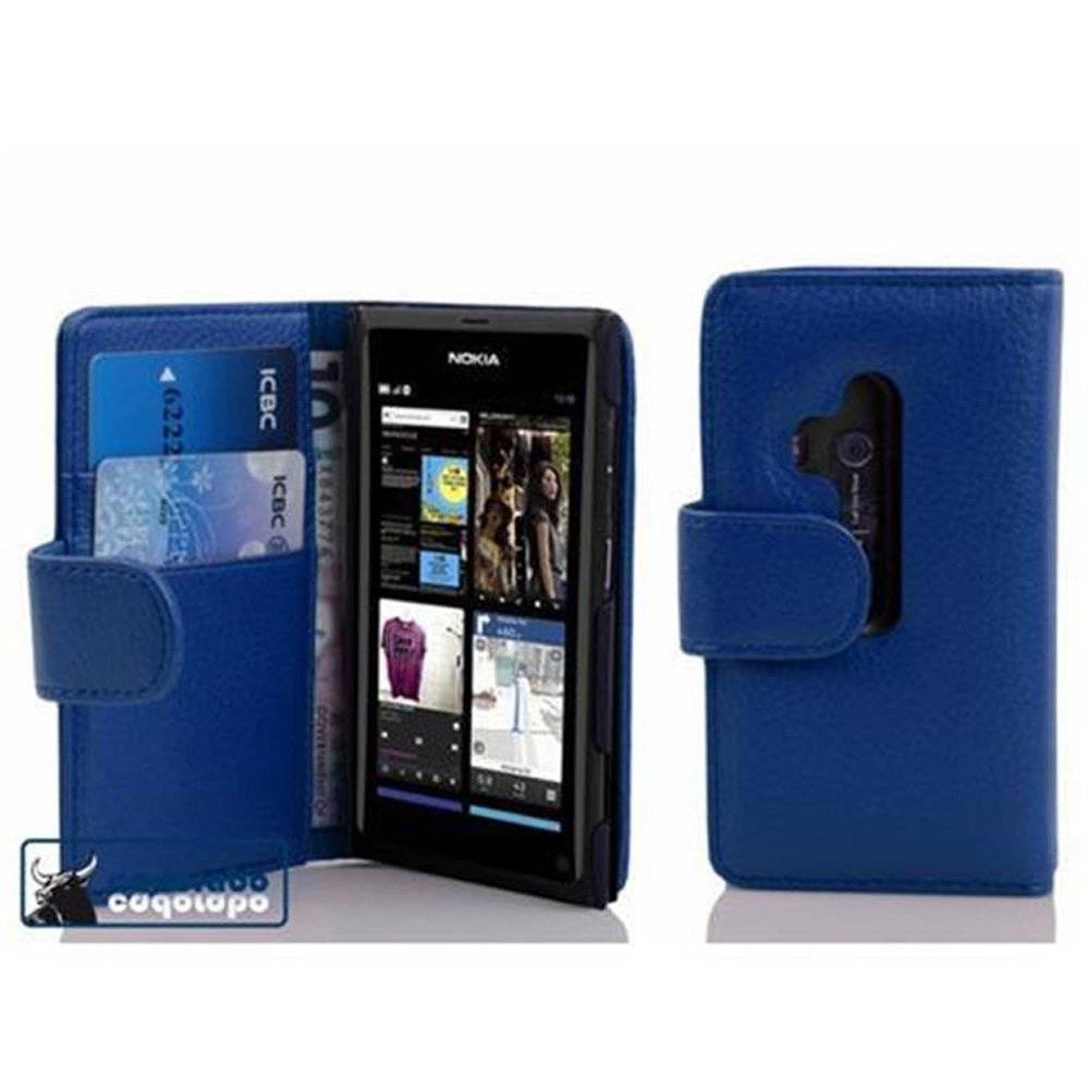 Cadorabo Handy Hülle für Nokia Lumia 800 Hülle in KÖNIGS BLAU , Schutzhülle Tasche case cover mit Kartenfach im Struktur Design