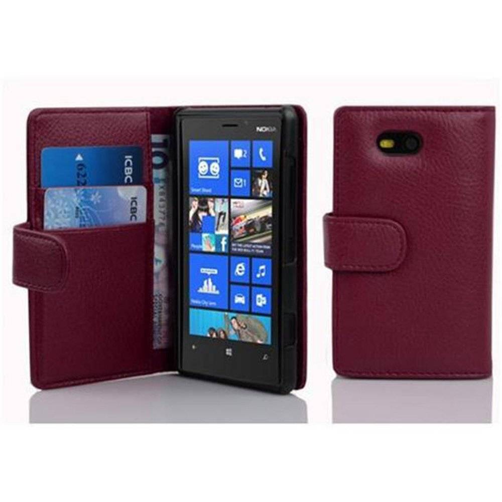 Cadorabo Handy Hülle für Nokia Lumia 820 Hülle in BORDEAUX LILA , Schutzhülle Tasche case cover mit Kartenfach im Struktur Design
