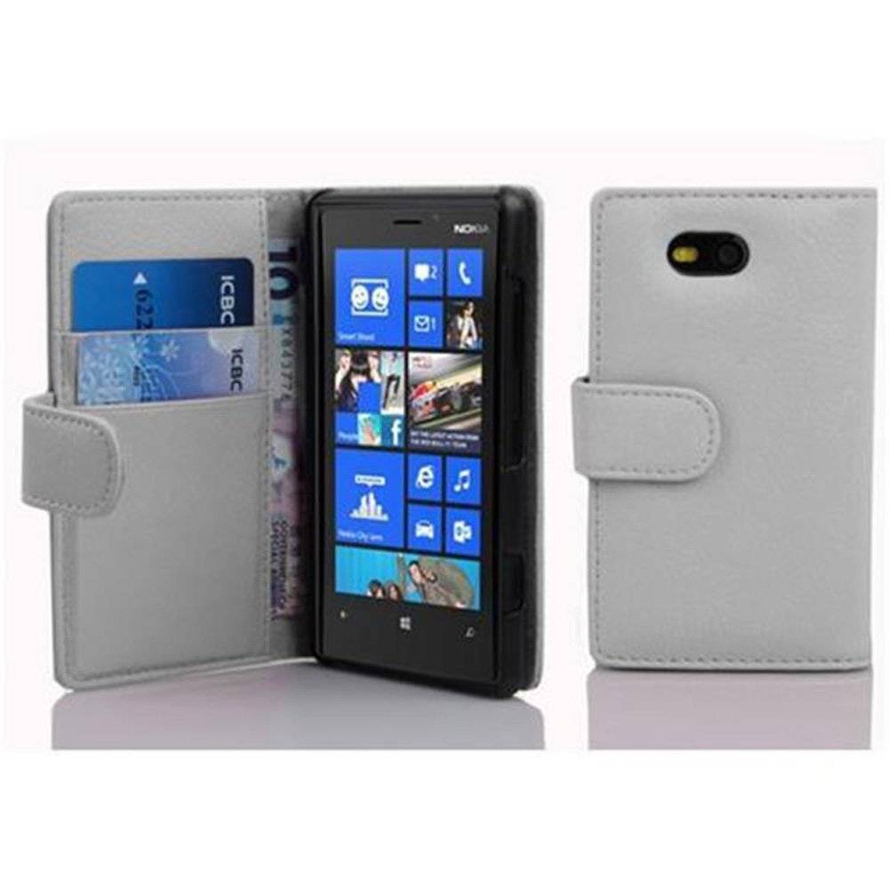 Cadorabo Handy Hülle für Nokia Lumia 820  Hülle in MAGNESIUM WEIß , Schutzhülle Tasche case cover mit Kartenfach im Struktur Design
