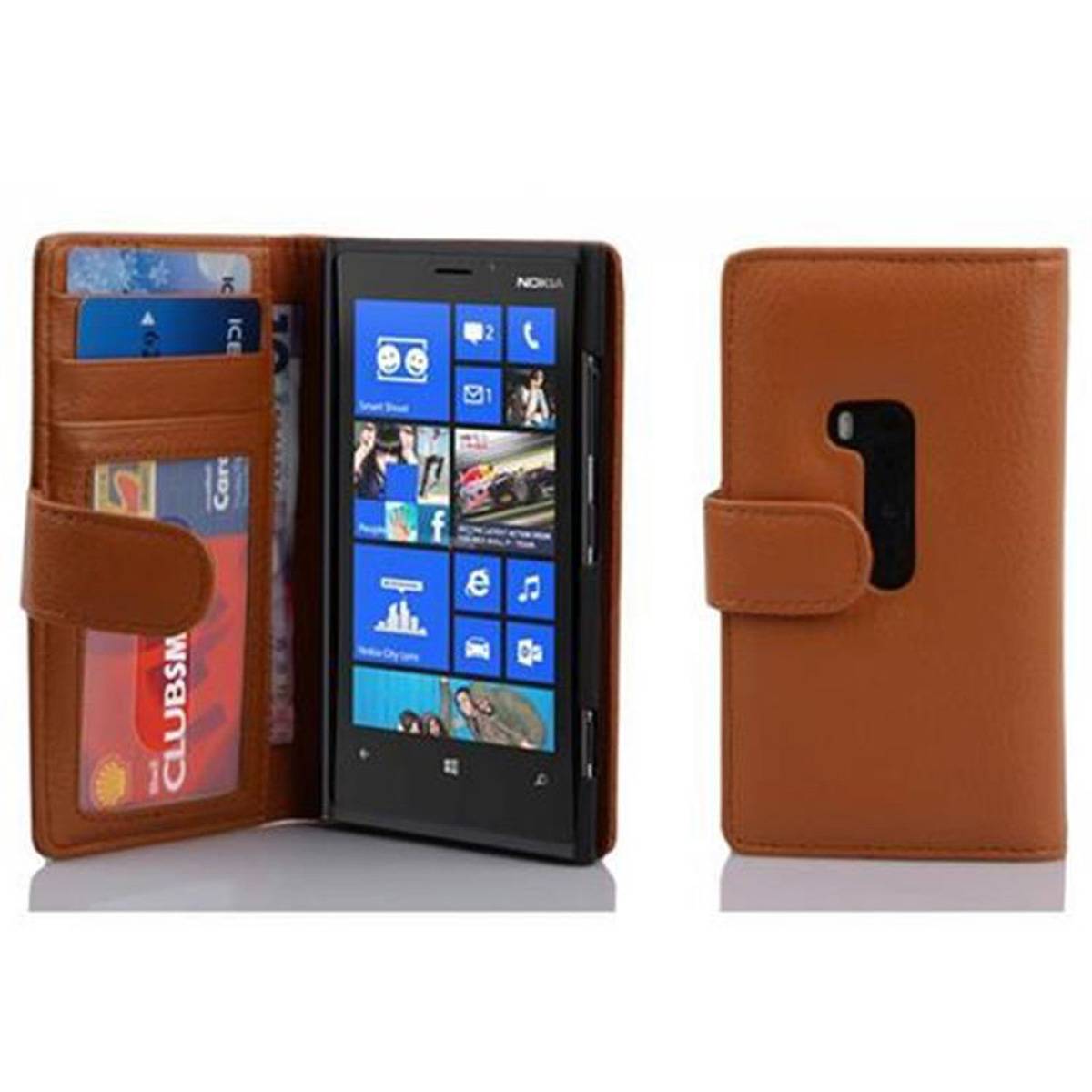 Cadorabo Hülle für Nokia Lumia 920 in Braun Backcover Handy Schutz Hülle Book Case Booklet Kartenfächer
