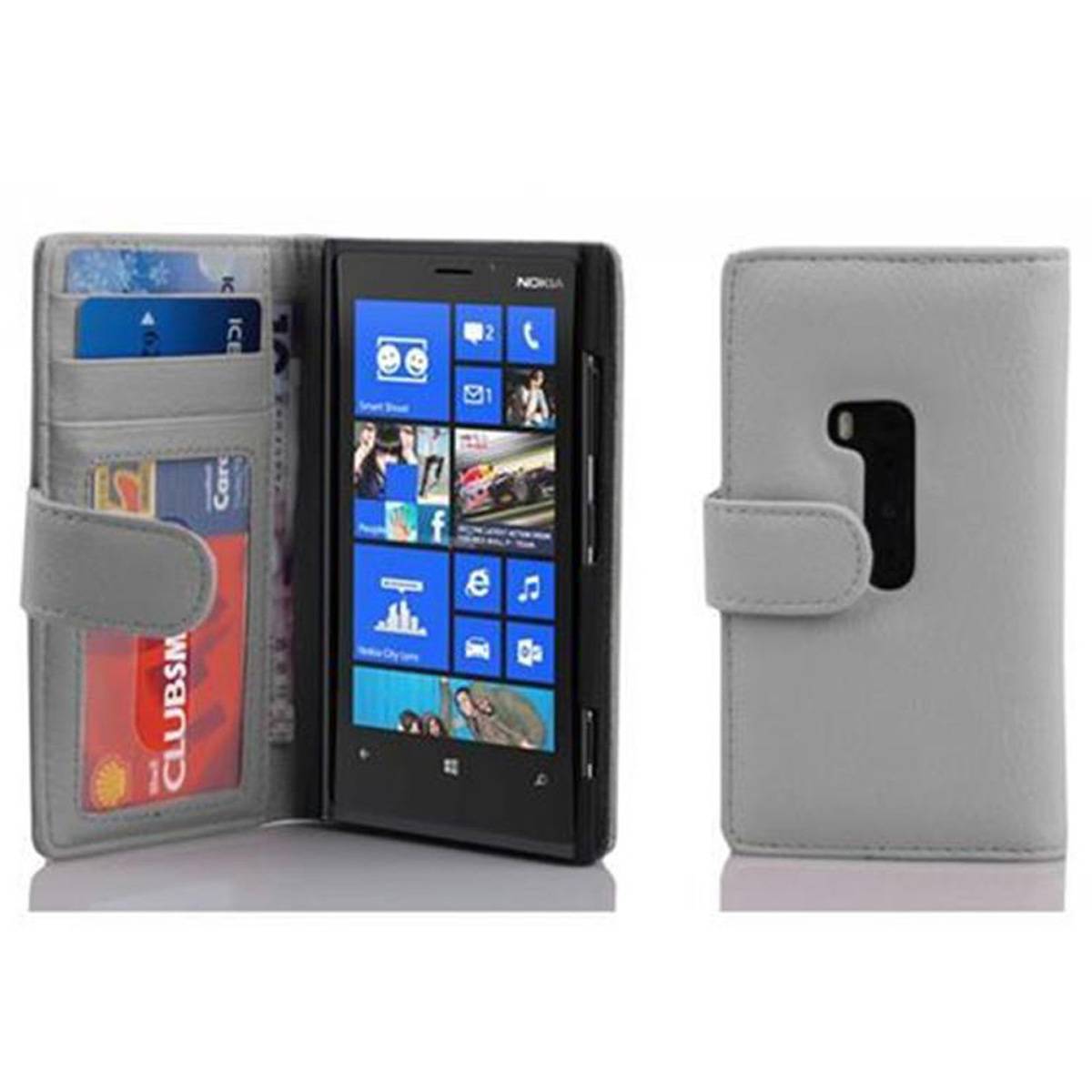 Cadorabo Hülle für Nokia Lumia 920 in Weiß Backcover Handy Schutz Hülle Book Case Booklet Kartenfächer