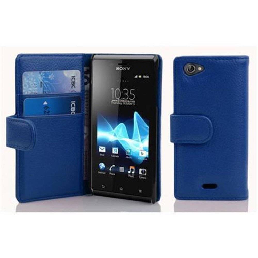 Cadorabo Handy Hülle für Sony Xperia J Hülle in KÖNIGS BLAU , Schutzhülle Tasche case cover mit Kartenfach im Struktur Design