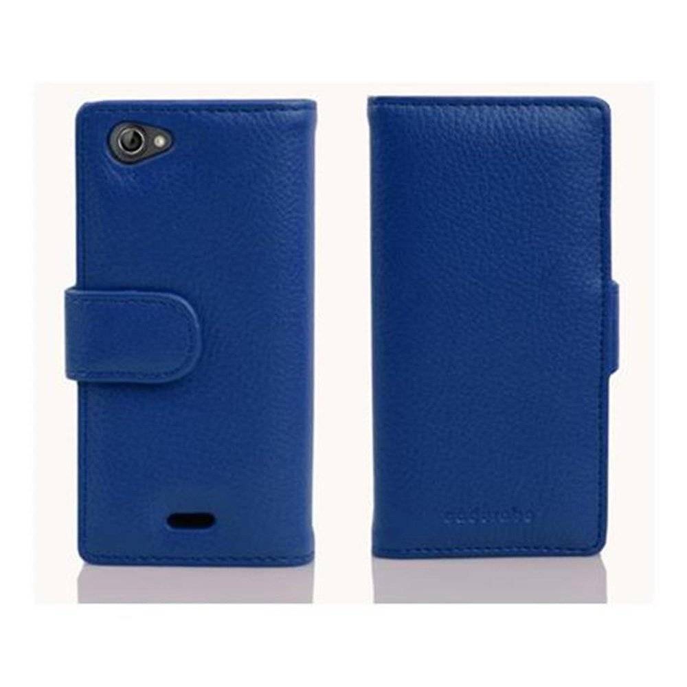Cadorabo Handy Hülle für Sony Xperia J Hülle in KÖNIGS BLAU , Schutzhülle Tasche case cover mit Kartenfach im Struktur Design