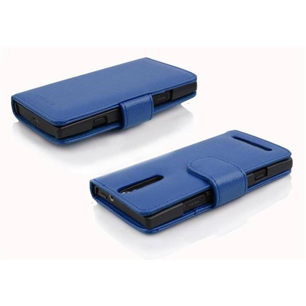 Cadorabo Handy Hülle für Sony Xperia S  Hülle in KÖNIGS BLAU , Schutzhülle Tasche case cover mit Kartenfach im Struktur Design