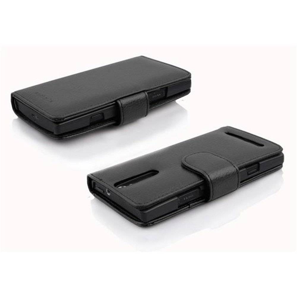 Cadorabo Handy Hülle für Sony Xperia S  Hülle in OXID SCHWARZ , Schutzhülle Tasche case cover mit Kartenfach im Struktur Design