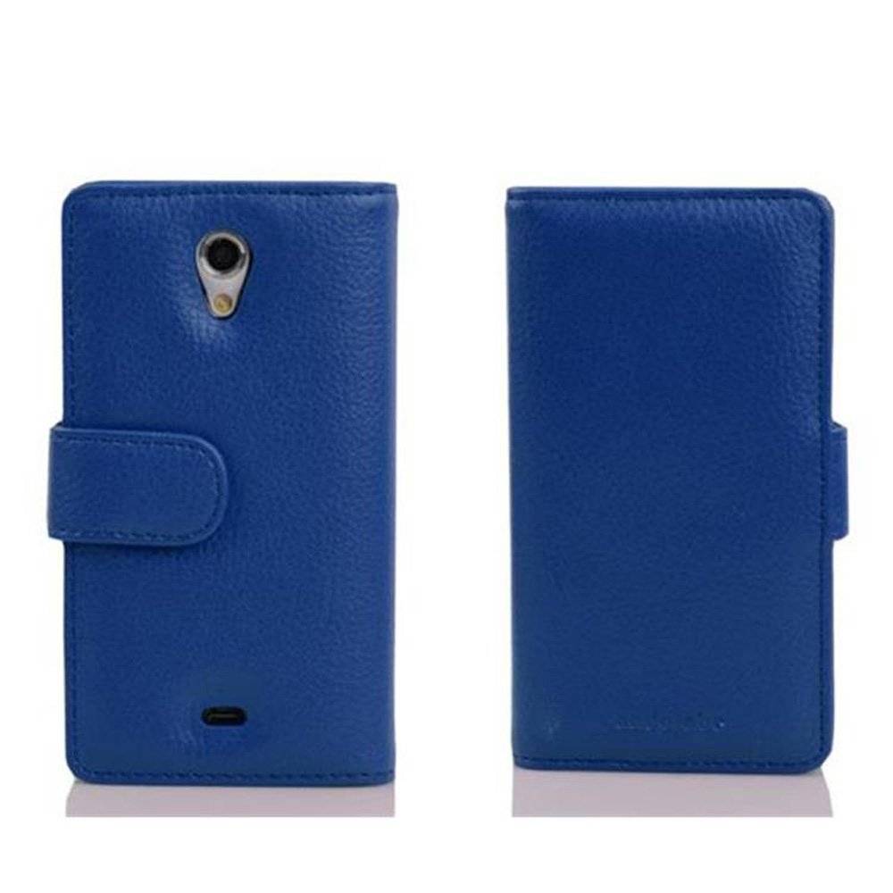 Cadorabo Handy Hülle für Sony Xperia T Hülle in KÖNIGS BLAU , Schutzhülle Tasche case cover mit Kartenfach im Struktur Design