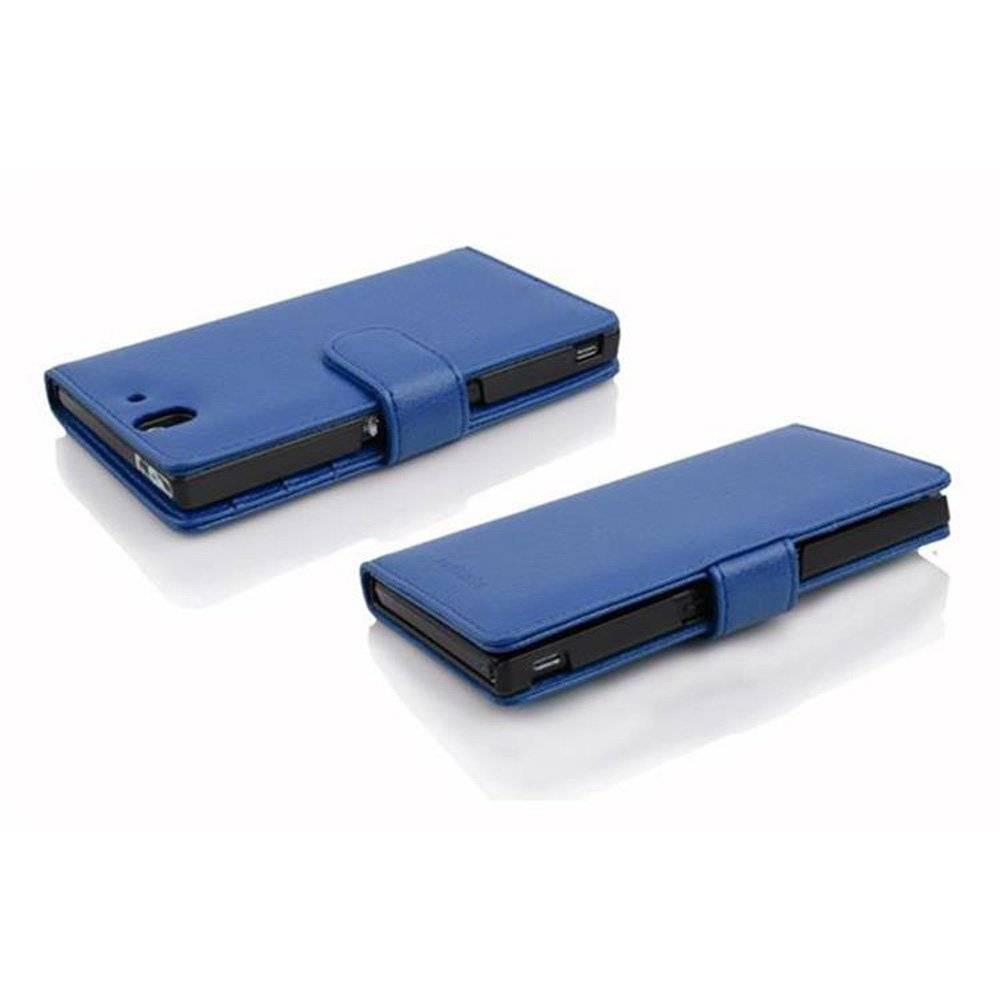 Cadorabo Handy Hülle für Sony Xperia Z Hülle in NEPTUN BLAU , Schutzhülle Tasche case cover mit 3 Kartenfächern Magnetverschluss