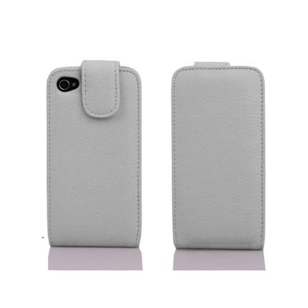 Cadorabo Hülle für Apple iPhone 4 / iPhone 4S Hülle in SCHNEE WEIß - Handyhülle im Flip Design mit Kartenfach - Case Cover Schutzhülle Etui Tasc