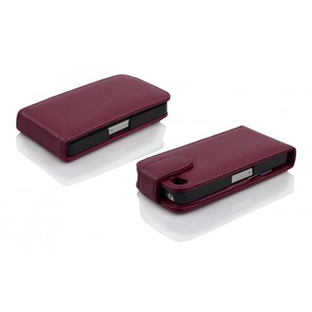 Cadorabo Hülle für Apple iPhone 4 / iPhone 4S Hülle in BORDEAUX VIOLETT - Handyhülle im Flip Design mit Kartenfach - Case Cover Schutzhülle Etui