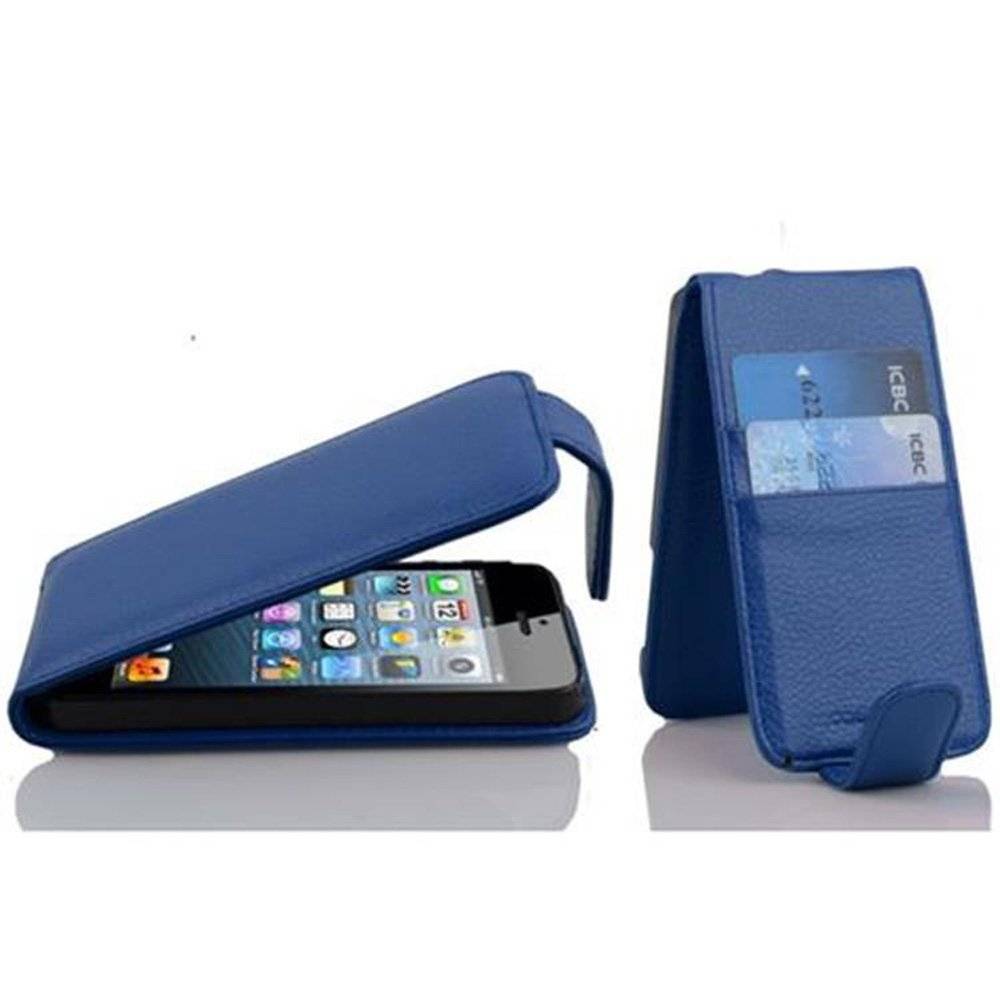 Cadorabo Hülle für Apple iPhone 5 / iPhone 5S / iPhone SE Hülle in ATLANTIK BLAU - Handyhülle im Flip Design mit Kartenfach - Case Cover Schutzhü