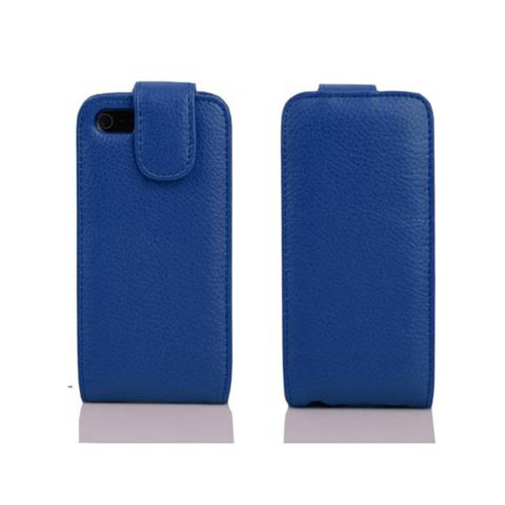 Cadorabo Hülle für Apple iPhone 5 / iPhone 5S / iPhone SE Hülle in ATLANTIK BLAU - Handyhülle im Flip Design mit Kartenfach - Case Cover Schutzhü