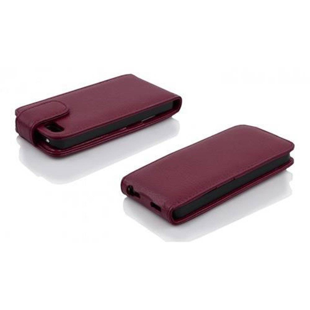 Cadorabo Hülle für Apple iPhone 5 / iPhone 5S / iPhone SE Hülle in BORDEAUX VIOLETT - Handyhülle im Flip Design mit Kartenfach - Case Cover Schutz