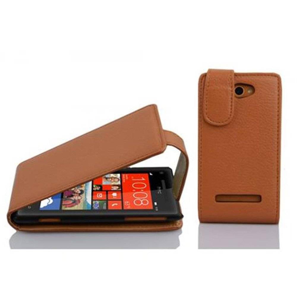 Cadorabo Hülle für HTC 8S Hülle in COGNAC BRAUN - Handyhülle im Flip Design aus strukturiertem Textilleder - Case Cover Schutzhülle Etui Tasche B