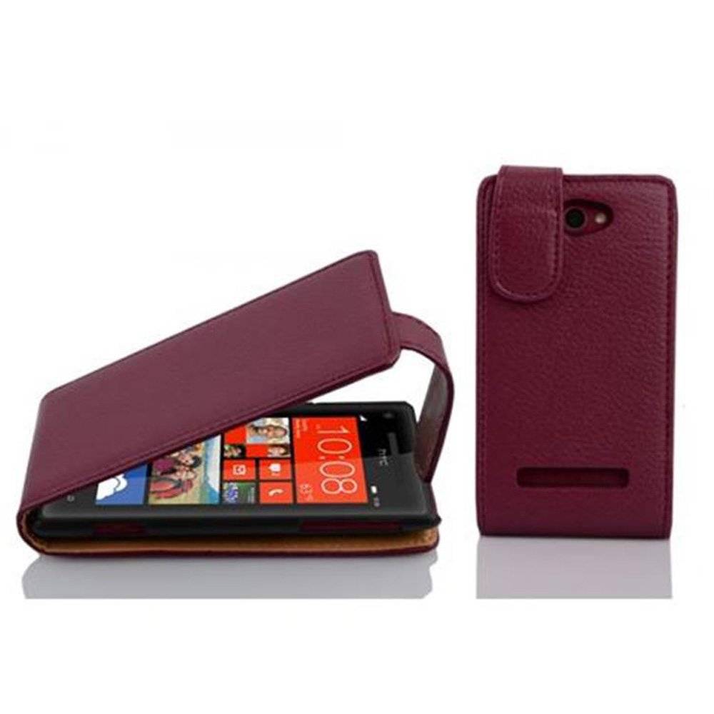 Cadorabo Hülle für HTC 8S Hülle in BORDEAUX LILA - Handyhülle im Flip Design aus strukturiertem Textilleder - Case Cover Schutzhülle Etui Tasche