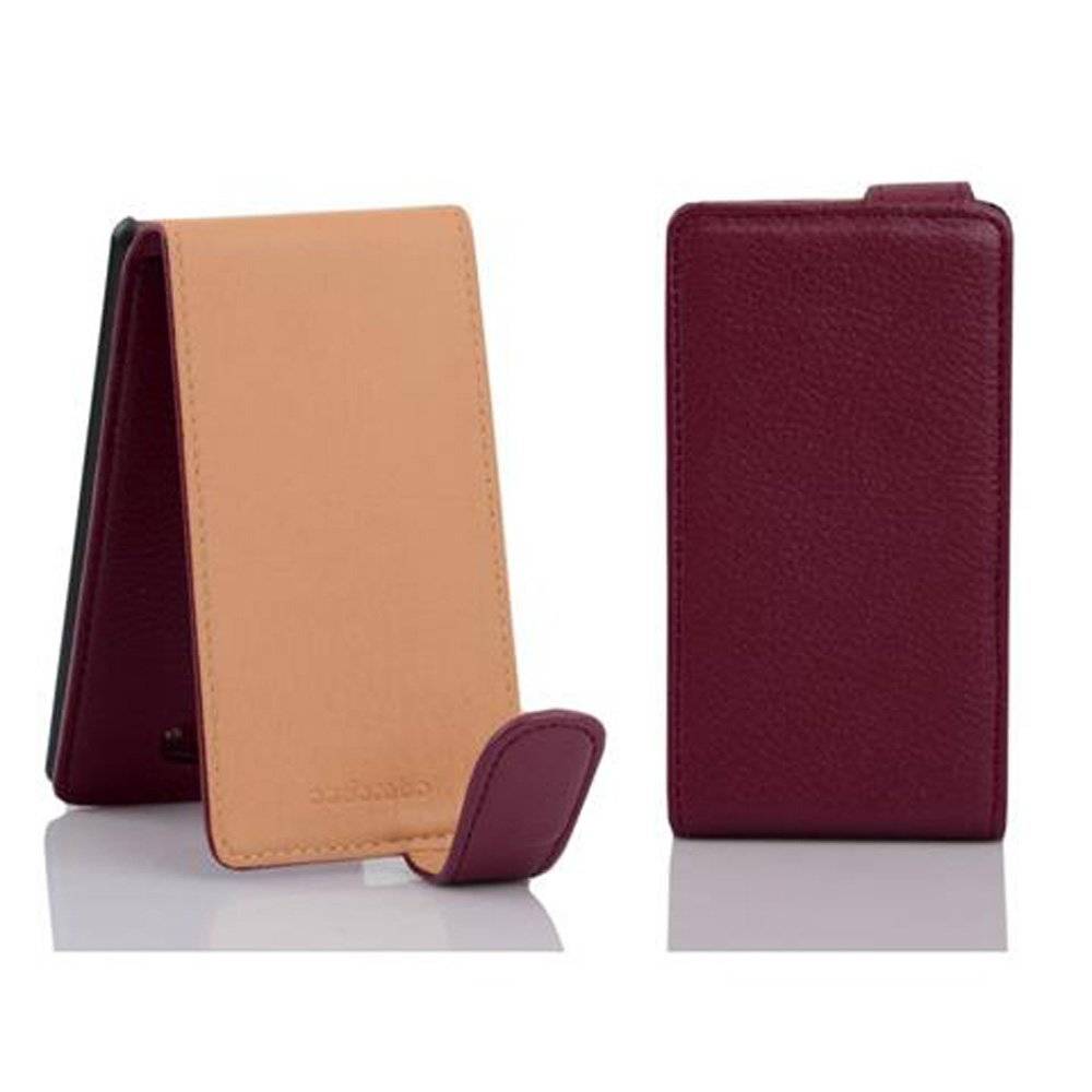 Cadorabo Hülle für HTC 8S Hülle in BORDEAUX LILA - Handyhülle im Flip Design aus strukturiertem Textilleder - Case Cover Schutzhülle Etui Tasche