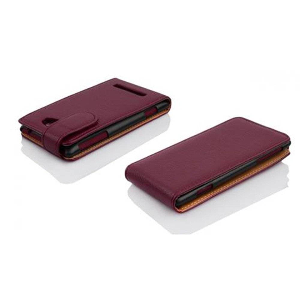 Cadorabo Hülle für HTC 8S Hülle in BORDEAUX LILA - Handyhülle im Flip Design aus strukturiertem Textilleder - Case Cover Schutzhülle Etui Tasche