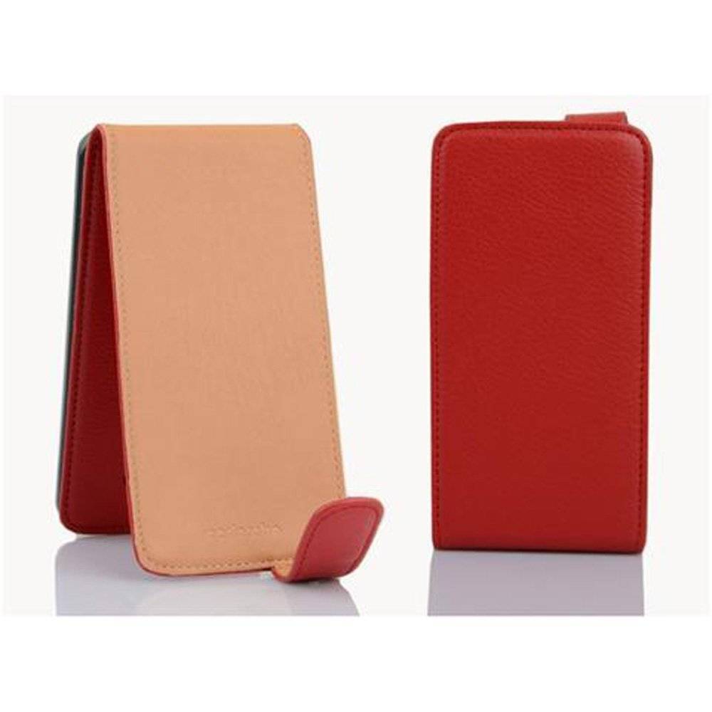 Cadorabo Hülle für HTC 8S Hülle in INFERNO ROT - Handyhülle im Flip Design aus strukturiertem Textilleder - Case Cover Schutzhülle Etui Tasche Bo