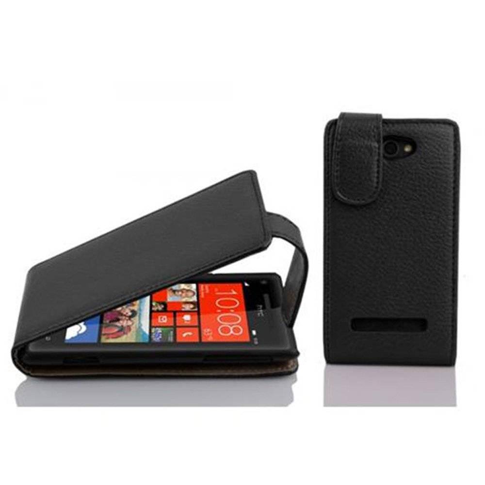 Cadorabo Hülle für HTC 8S Hülle in OXID SCHWARZ - Handyhülle im Flip Design aus strukturiertem Textilleder - Case Cover Schutzhülle Etui Tasche B