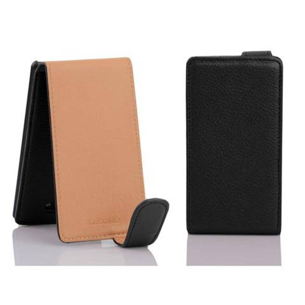 Cadorabo Hülle für HTC 8S Hülle in OXID SCHWARZ - Handyhülle im Flip Design aus strukturiertem Textilleder - Case Cover Schutzhülle Etui Tasche B