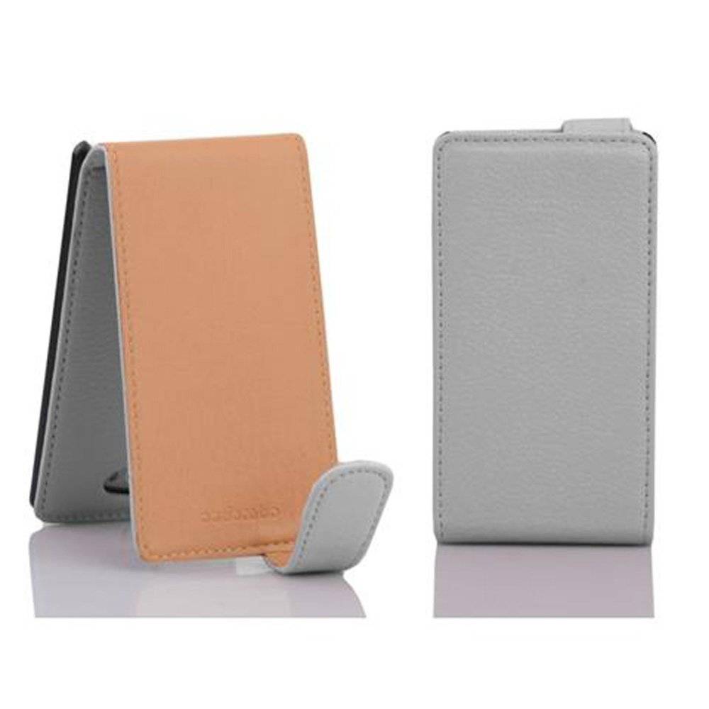 Cadorabo Hülle für HTC 8S Hülle in MAGNESIUM WEIß - Handyhülle im Flip Design aus strukturiertem Textilleder - Case Cover Schutzhülle Etui Tasch